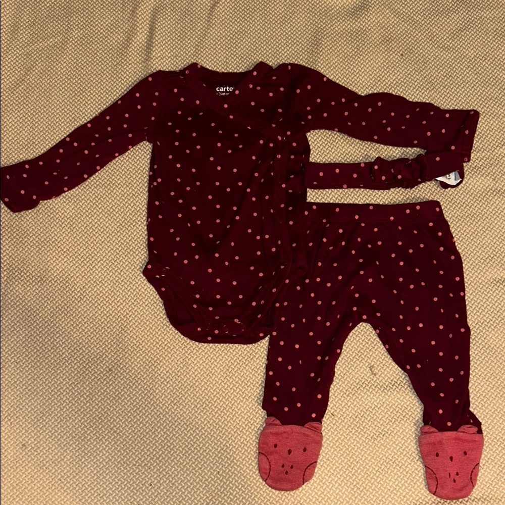Carter's Burgundy Polka Dot Baby Bodysuit Set